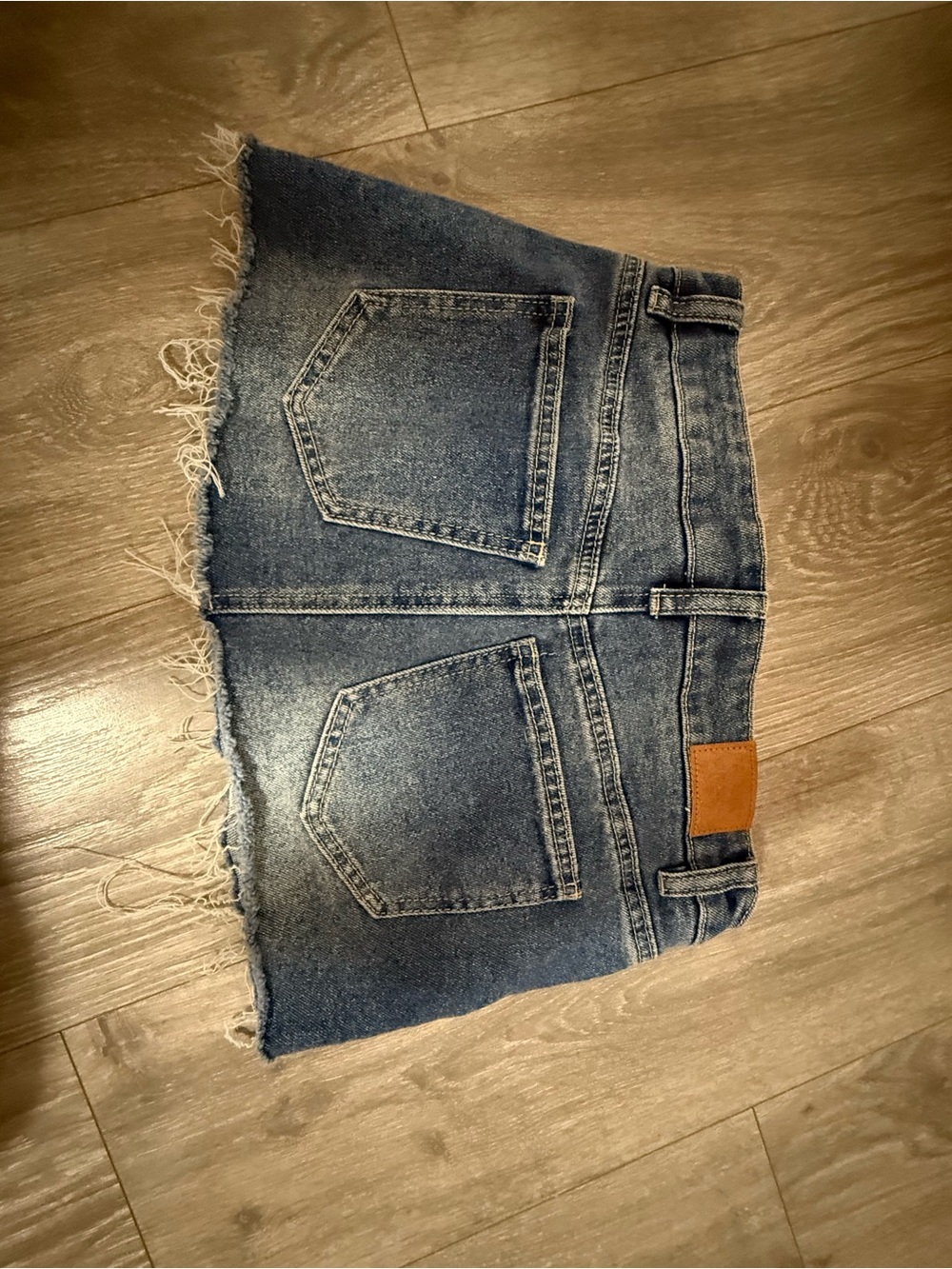 Classic Blue Denim Frayed Hem Women's Shorts